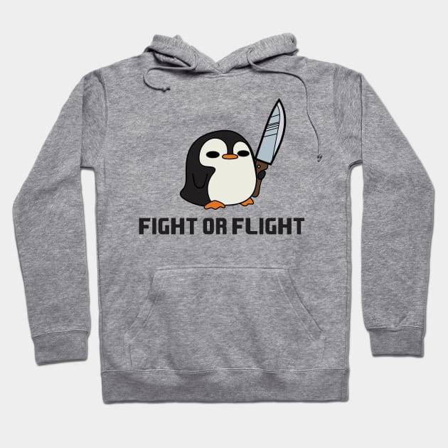 Fight or Flight Funny Penguin Hoodie by handronalo